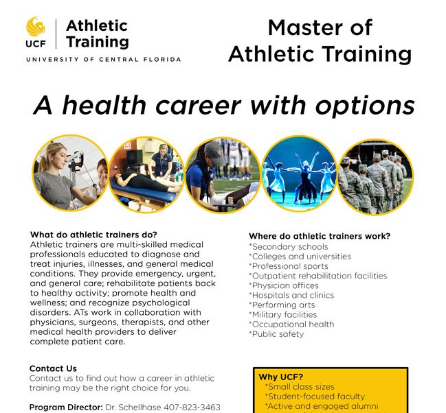 Screenshot of a flyer for the Master of Athletic Training Program