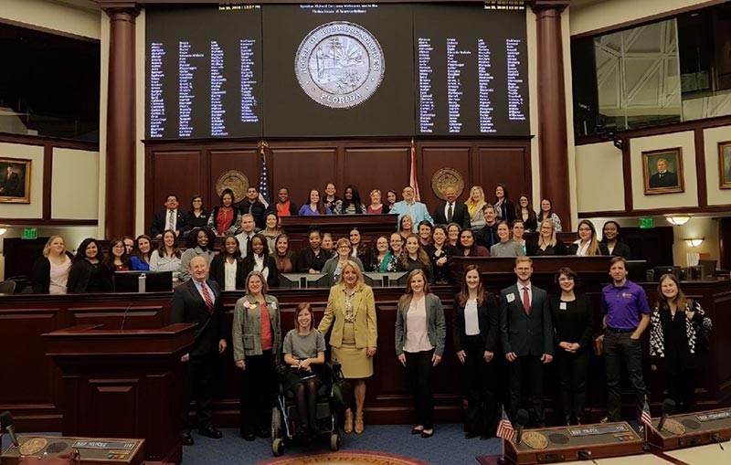 group shot of the social work participants at the Florida House of Representatives