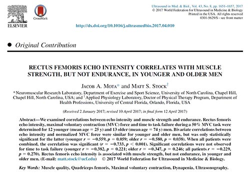 The lab publishes aging work in Ultrasound in Medicine & Biology