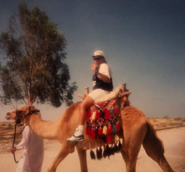 maxine mcgregor riding a camel