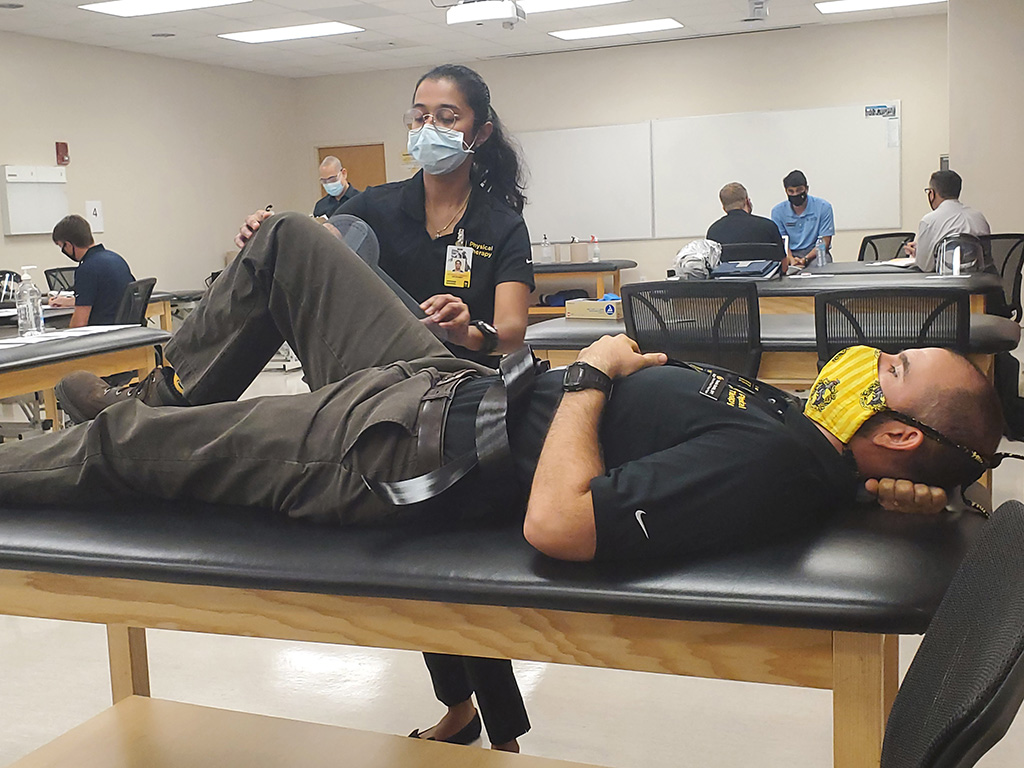 student physical therapists practice clinical skills