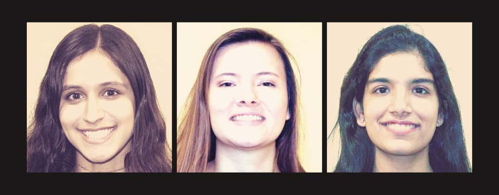 Headshots of Elise Arnold, Safia Centner and Serina Rayan.