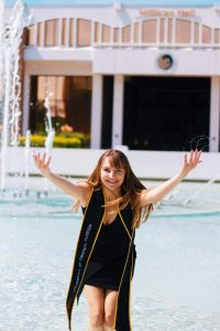 Jessica Whaley in the Reflection Pond.