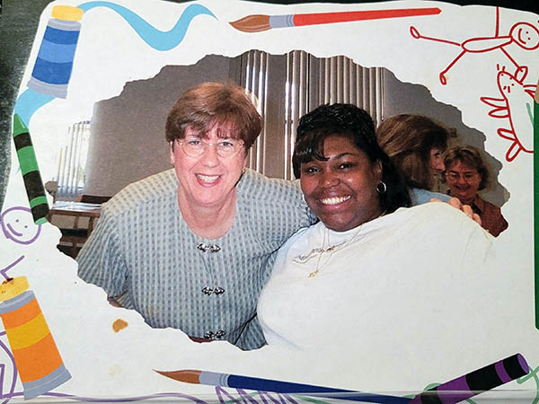 Rachel Williams, at right, with Susan McKeown, her supervising speech-language pathologist at Brevard County Schools.