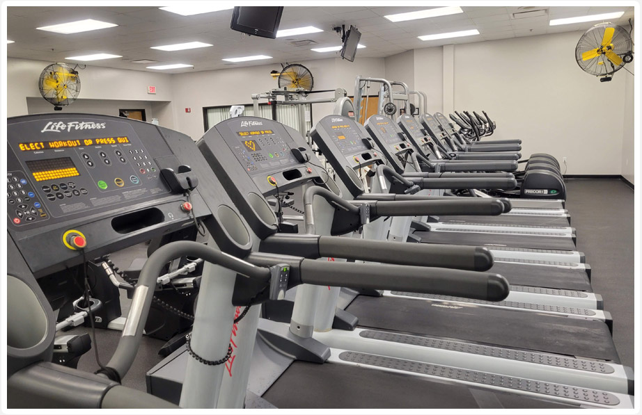 treadmills in the employee gym