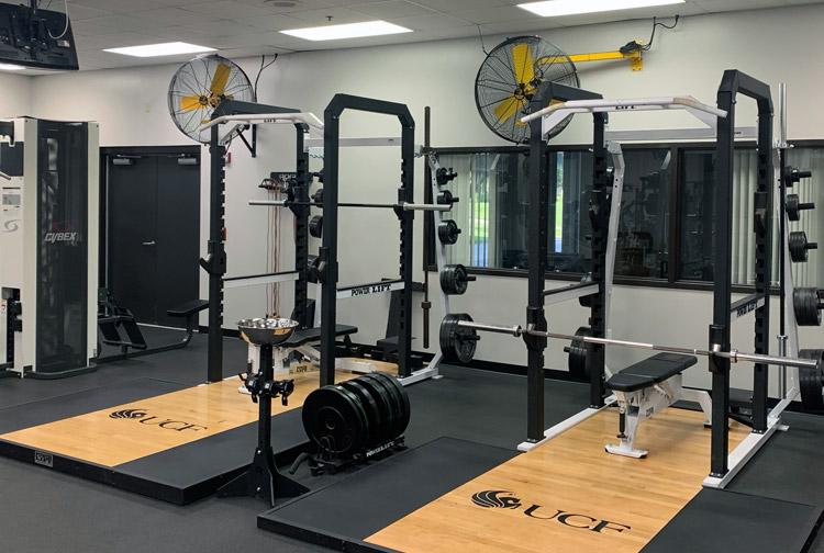 Bench press machines in UCF employee gym