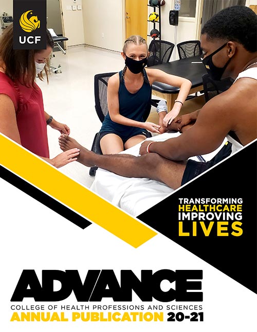 Advance Annual Publication Cover featuring two women massaging both of a man's feet.