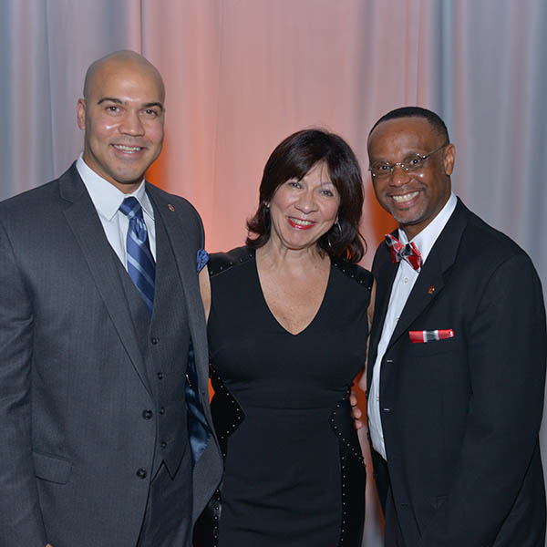 Linda I. Rosa-Lugo with Bernard Rousseau at left, and Kenyatta Rivers at right.