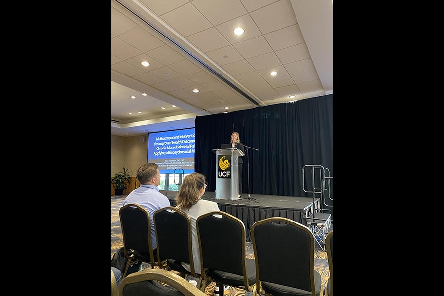 Alisa Johnson presents “Multicomponent Interventions for improved Health Outcomes in Chronic Musculoskeletal Pain: Applying a Biopsychosocial Perspective to Improve Pain Management.”