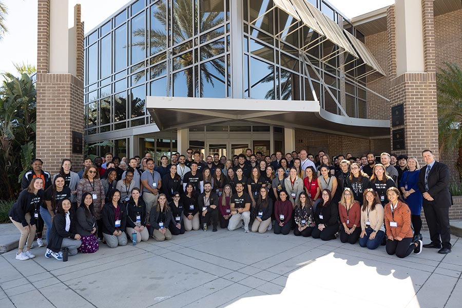 Presenters and attendees at the 2023 IEPRS conference outside the FAIRWINDS Alumni Center on UCF’s campus in Orlando on Jan. 27, 2023.