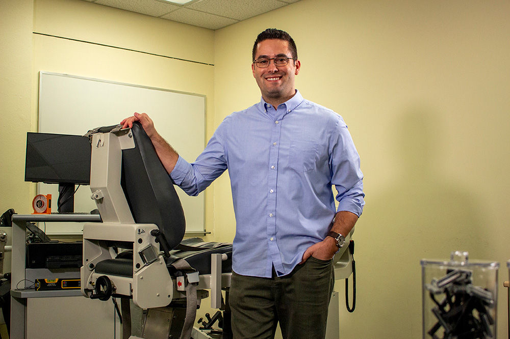 Grant Norte, kinesiology associate professor, in the Cognition, Neuroplasticity, & Sarcopenia (CNS) Lab.