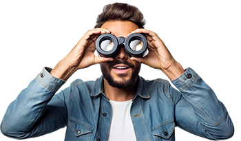 AdobeStock_729614214 Surprised guy looking through binoculars, cut out