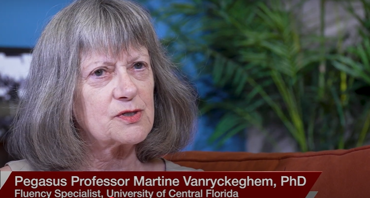 Screenshot from Pegasus Professor Martine Vanryckeghem's interview with Ivanhoe Broadcast News