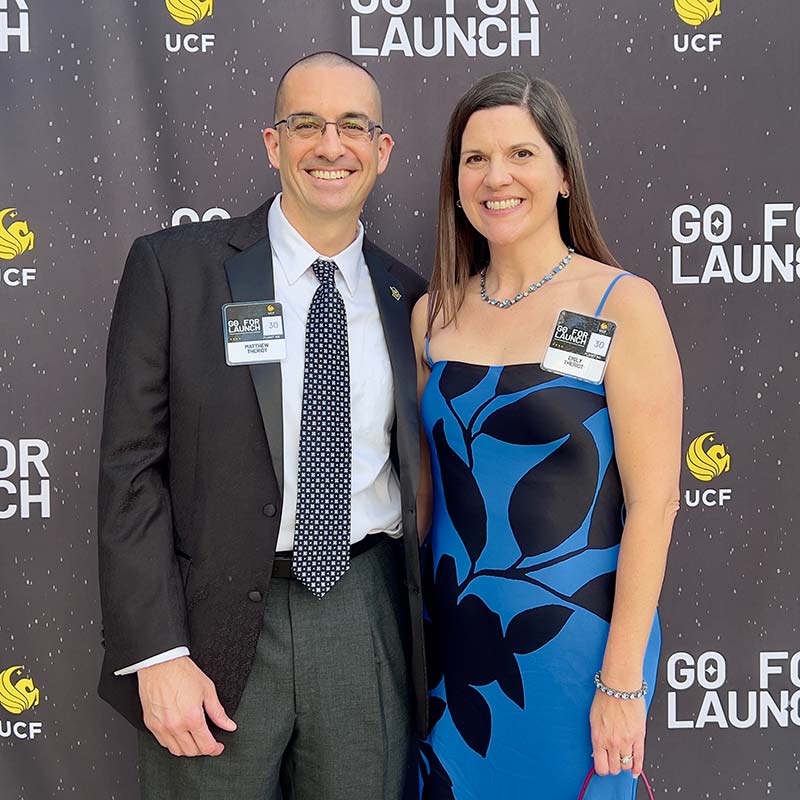 Matthew and Emily Theriot at UCF's Go For Launch Gala.
